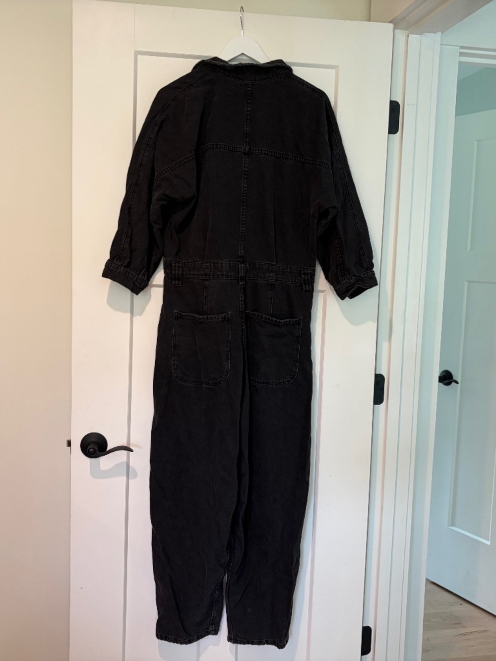 WE THE FREE BLACK DENIM ZIPPER JUMPSUIT LARGE L - Picture 2 of 11